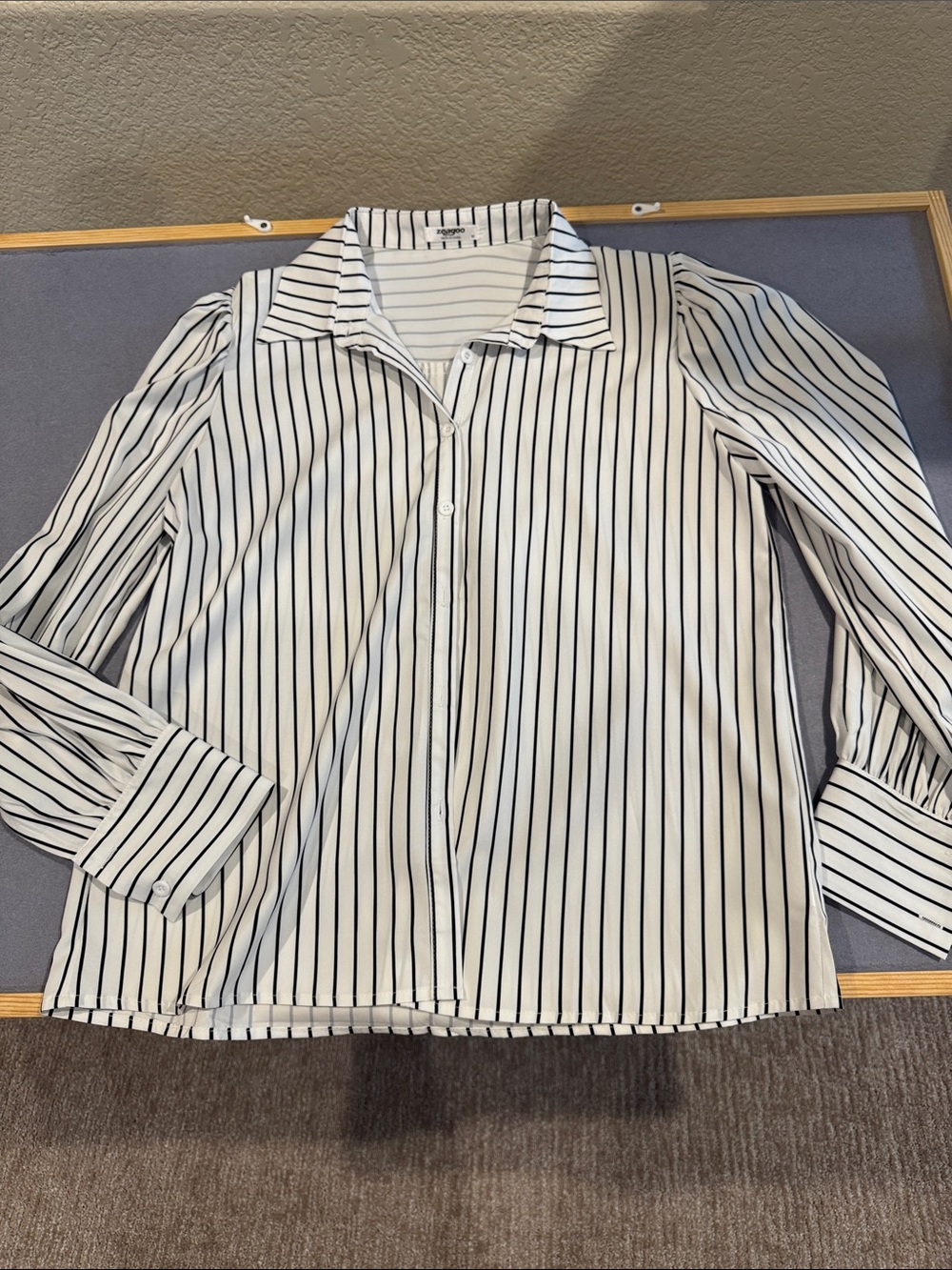 zeagoo White Shirt with Black Pinstripes - Casual Button-Down